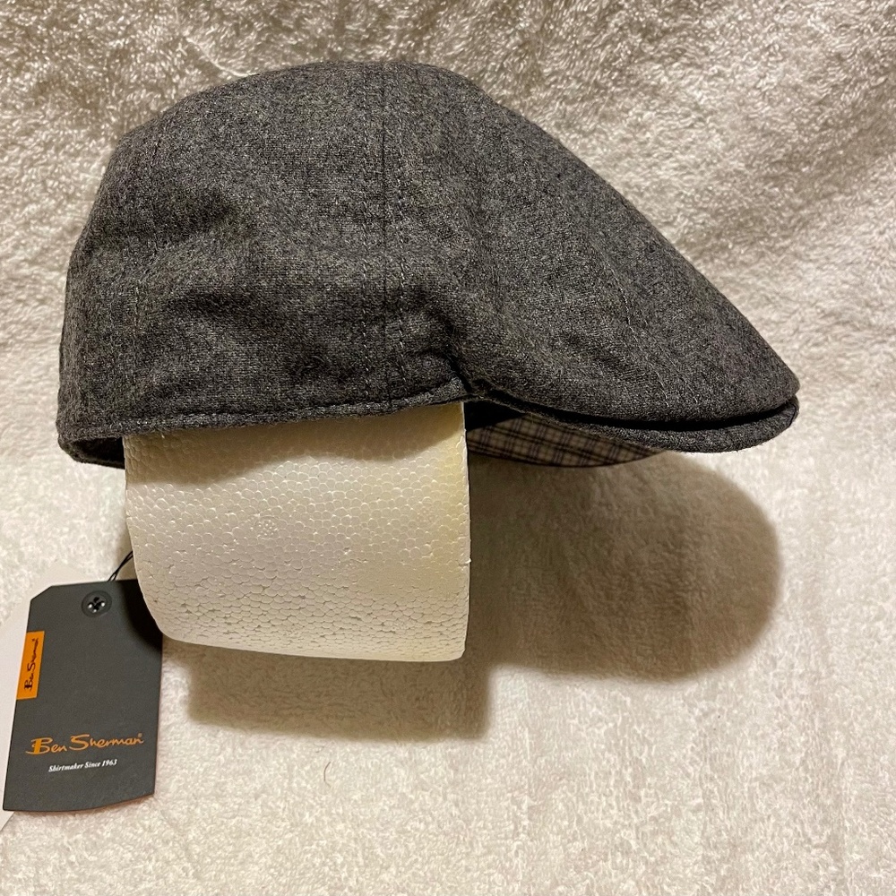 Ben Sherman Grey Wool Blend Ivy Flat Cap Size Small Medium S/M